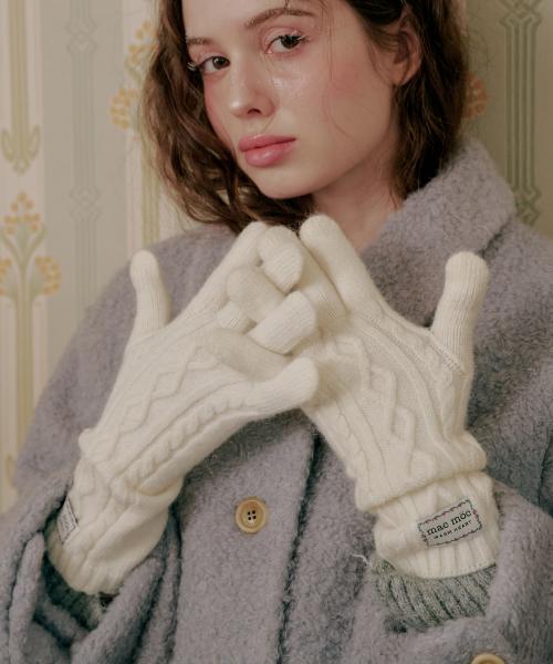 Kkoim  글러브_케이블 니트 핑거홀 글러브__5color