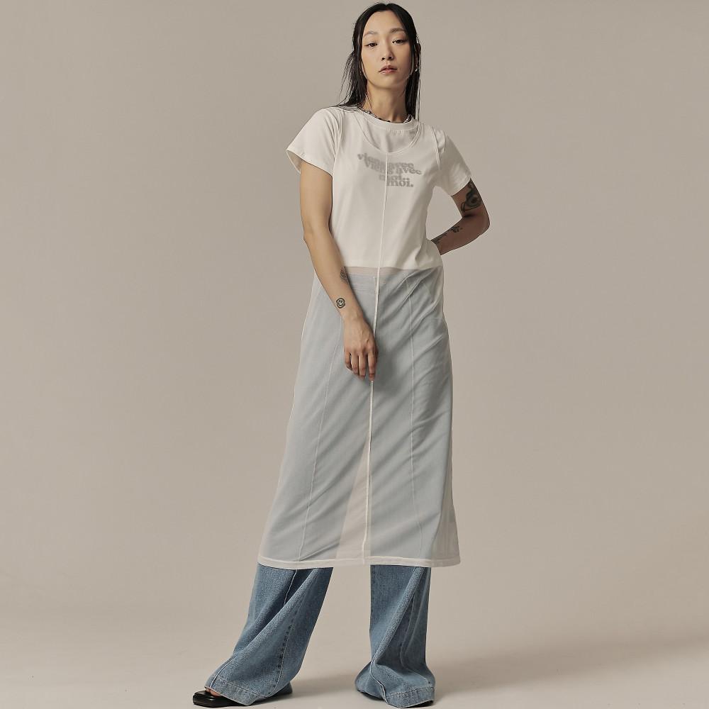 시스루 레이어드 민소매 원피스