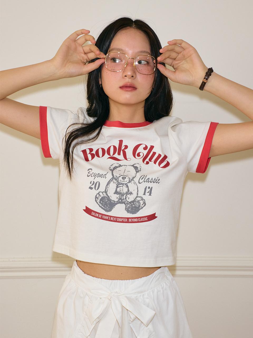 3/13 순차배송 Teddy Bear Crop T_ Ivory+Red