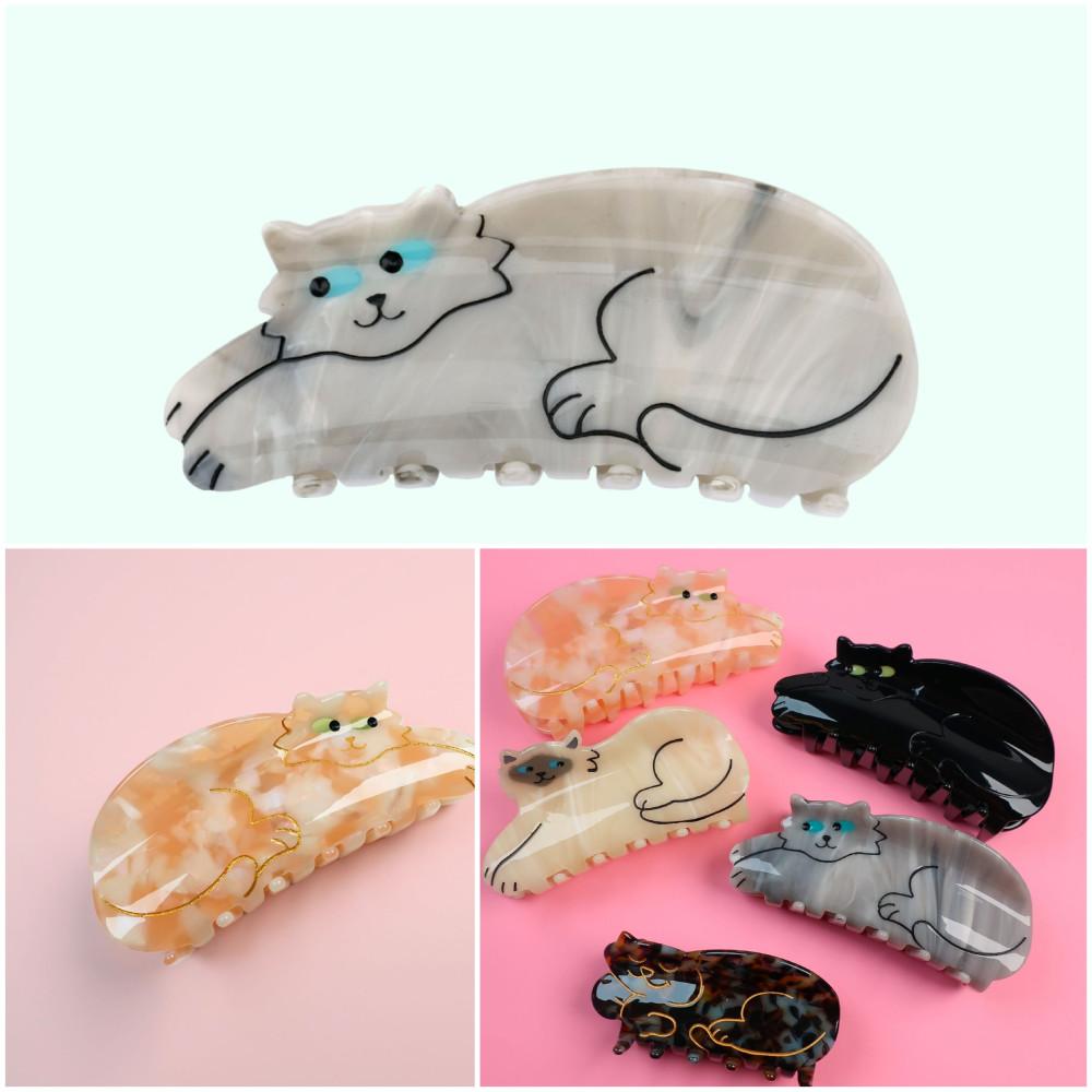 coucousuzette 쿠쿠수제뜨 고양이 헤어집게핀(그레이 징거 샴 블랙 얼룩 화이트)