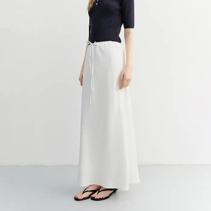 LINEN MAXI SKIRT WHITE_UDSK6B221WT