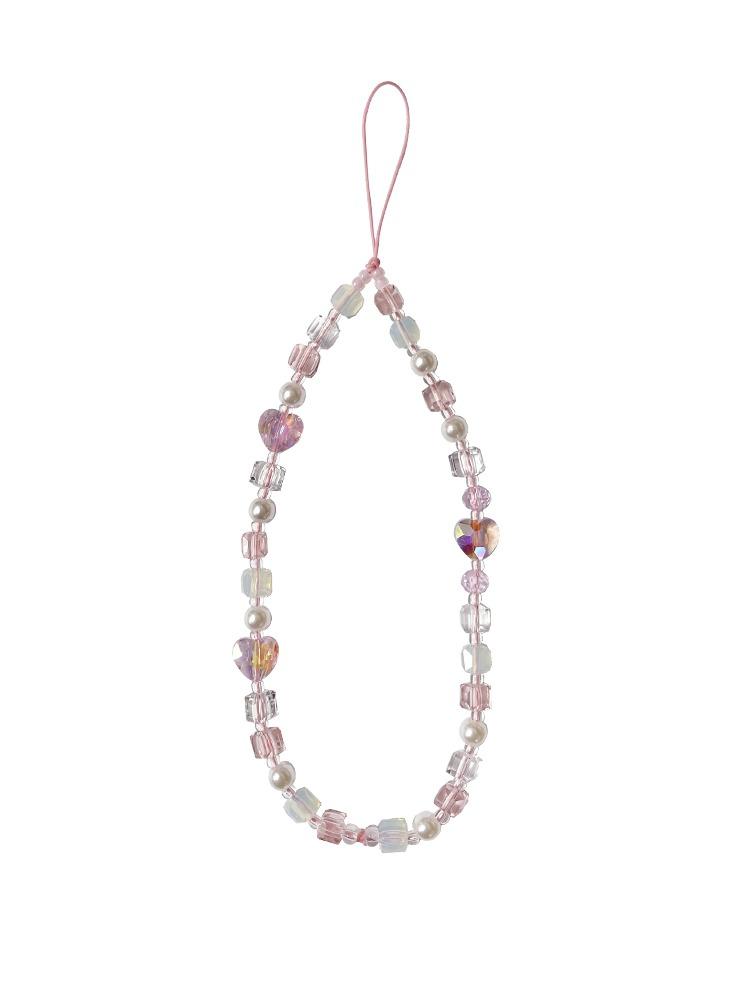 BLOOM 핑크 하트미 크리스탈 비즈 스트랩