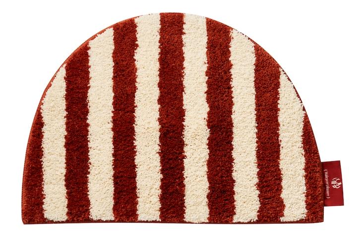 미끄럼방지 스트라이프 반원 러그 발매트 (BRICK RED)