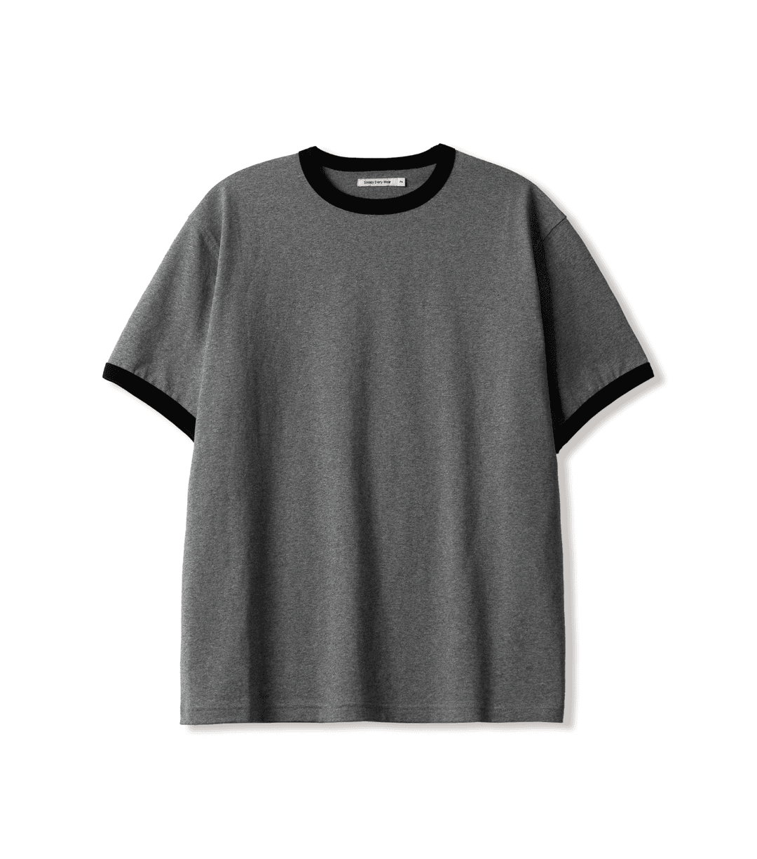 릴렉스드 링거 반팔 티셔츠 (그레이 멜란지/블랙)