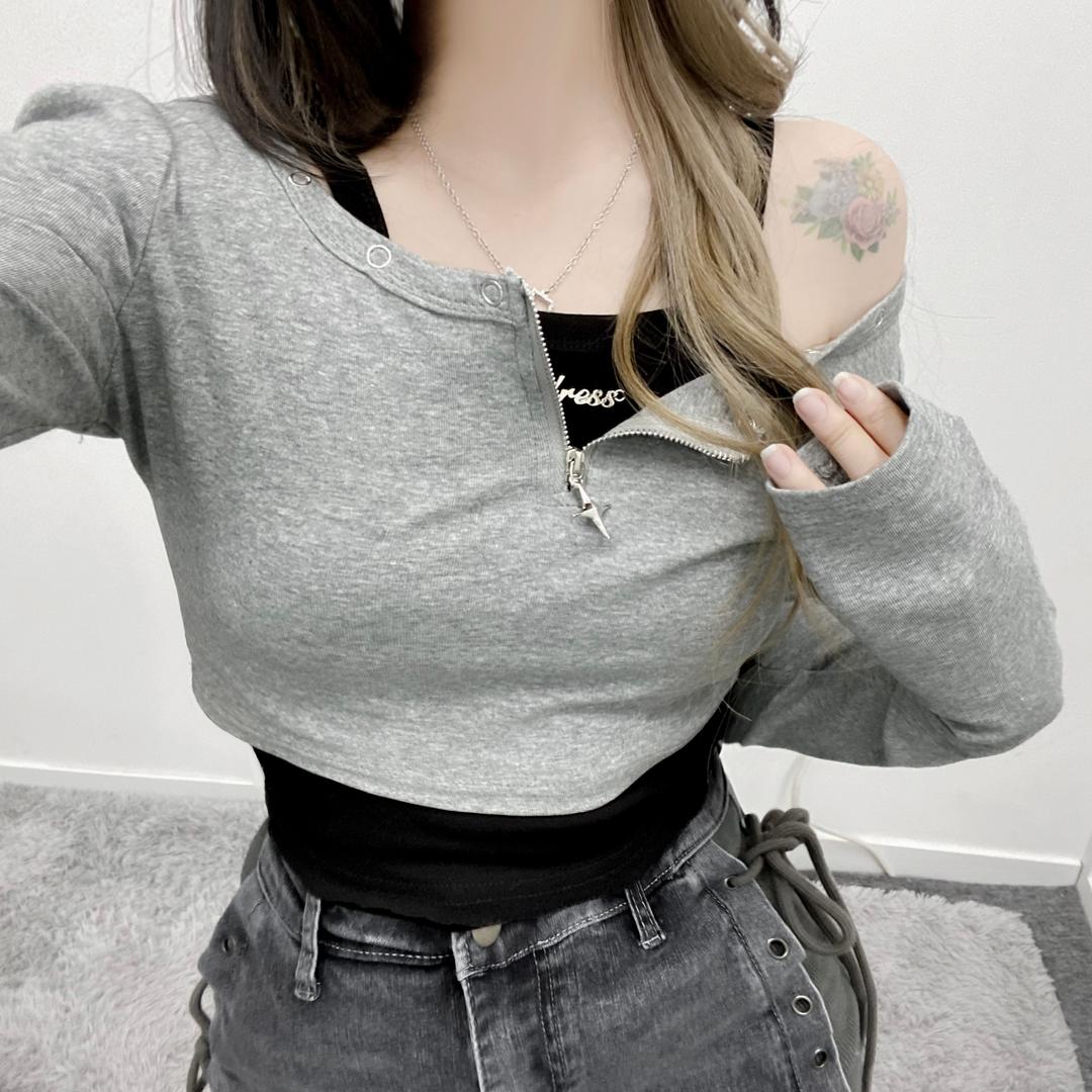 [SET가격/실물깡패/흔하지x] 하츠 포인트 크롭티 + 레터링 파츠 크롭 나시 세트