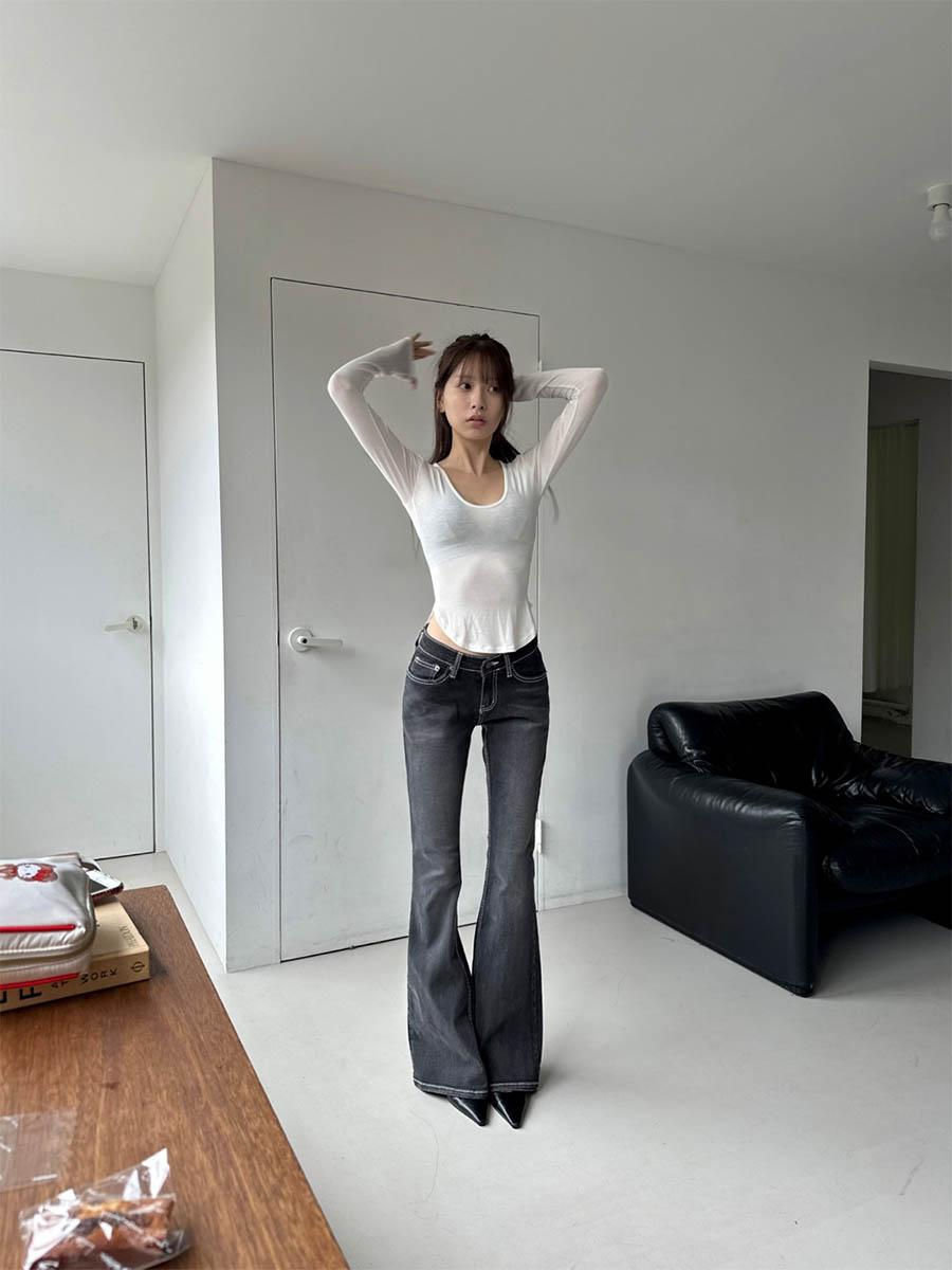 Low stitch boot-cut jeans
