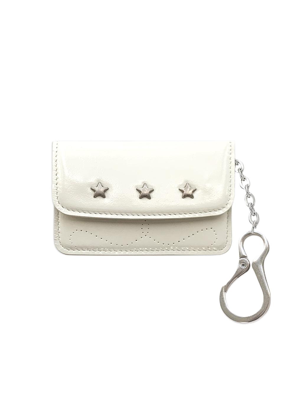 Star Stud Accordion Card Case (Cream)