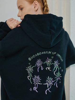 핸드 인 핸드 자수 후드티 블랙