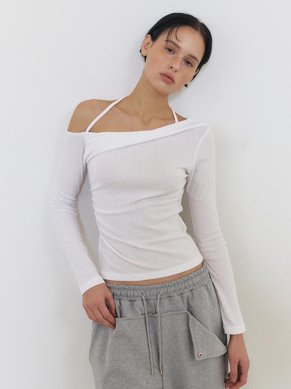 Twisted Halter T-Shirt, Ivory