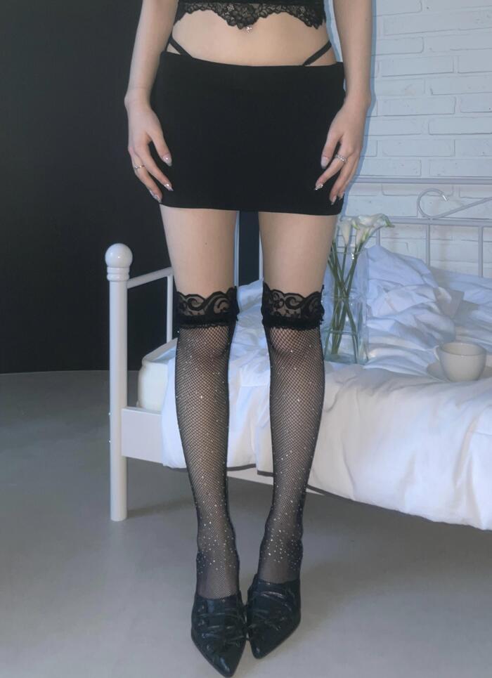 Black Mesh Cubic Stocking