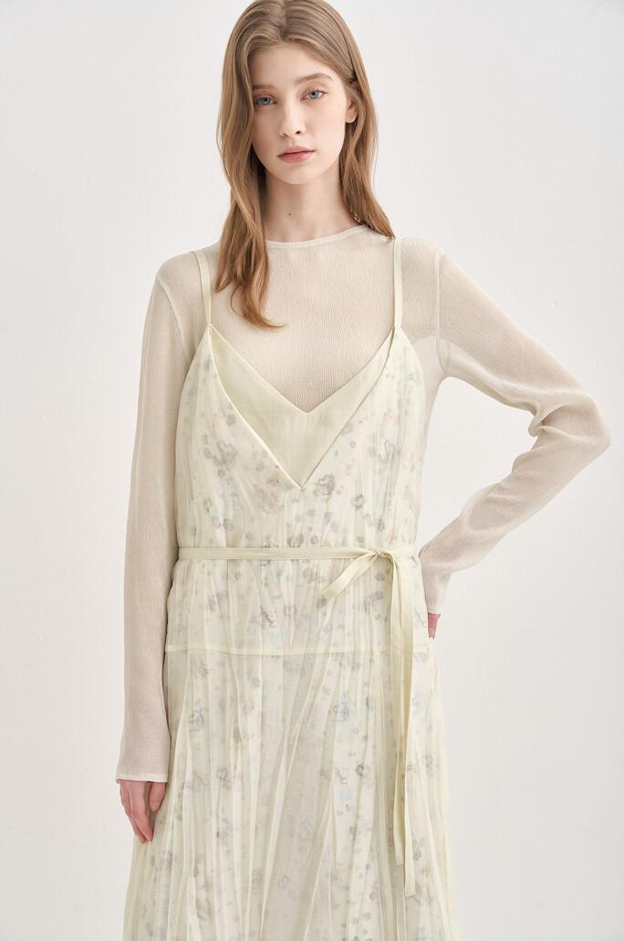 [SJSJ] 프린티드 패널 브이넥 드레스 & 크링클 탑