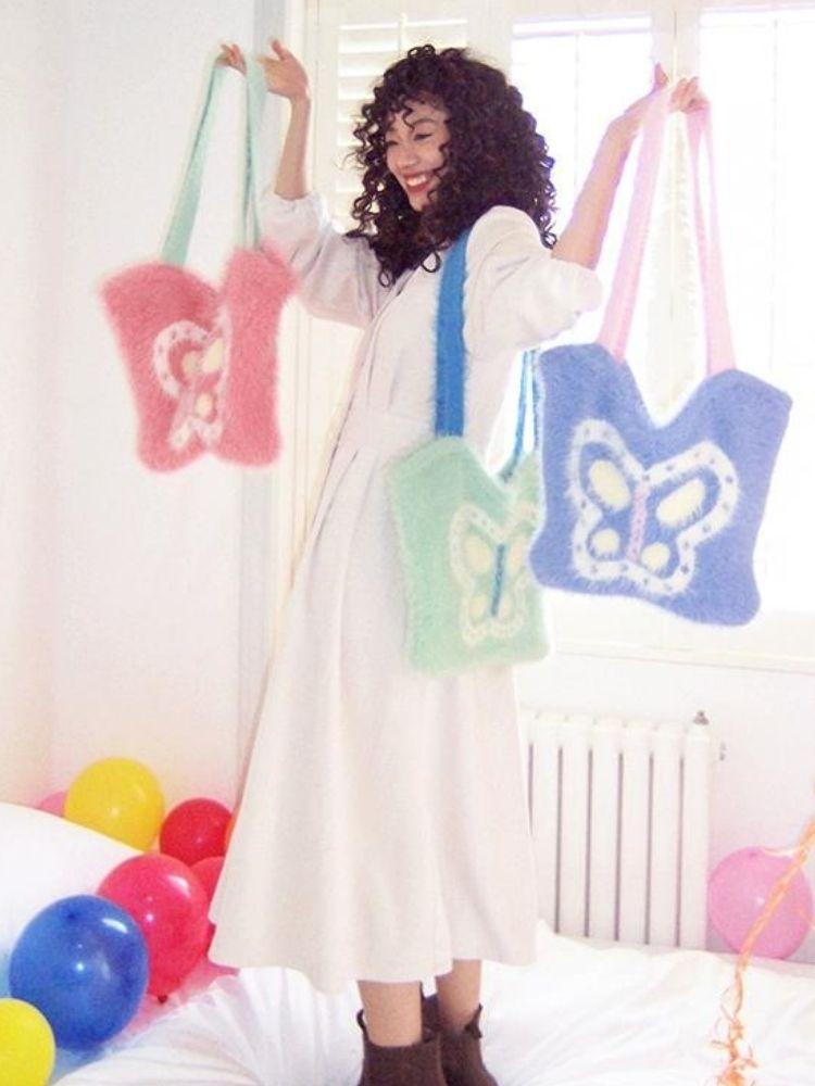 Butterfly shape soft non-fluffy not easy to pilling plush bag【s0000004336】