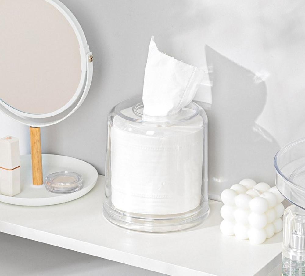 원형 투명 아크릴 두루마리 롤 휴지케이스