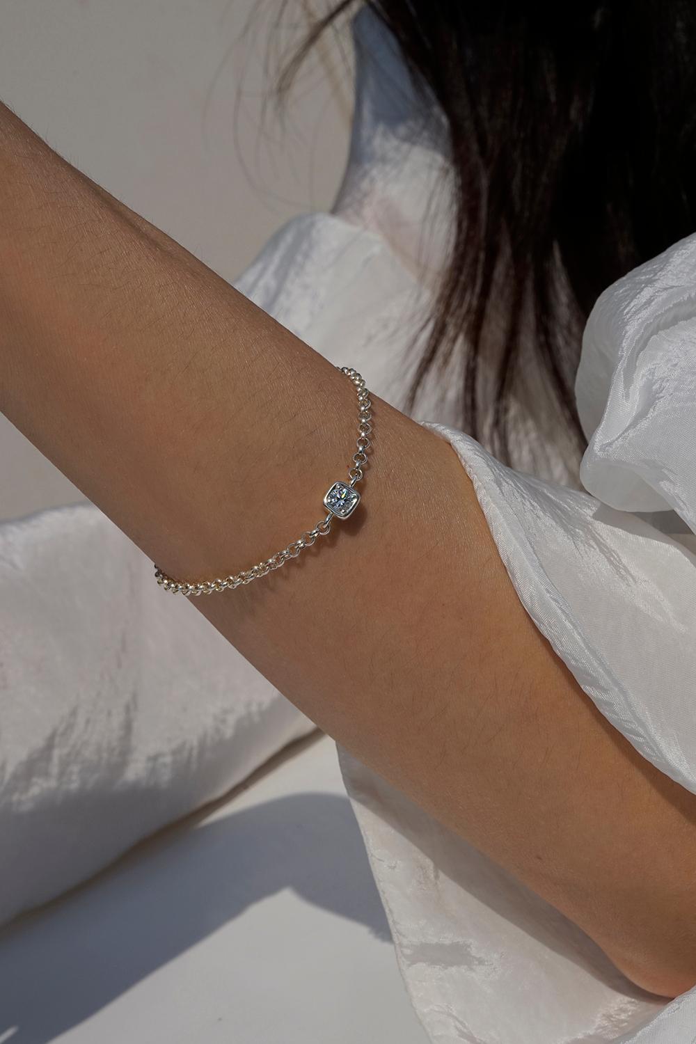 STONE CUBE BRACELET_SILVER