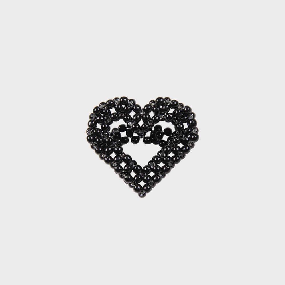 BEADED ARCRYLIC HEART RING (GOLD)