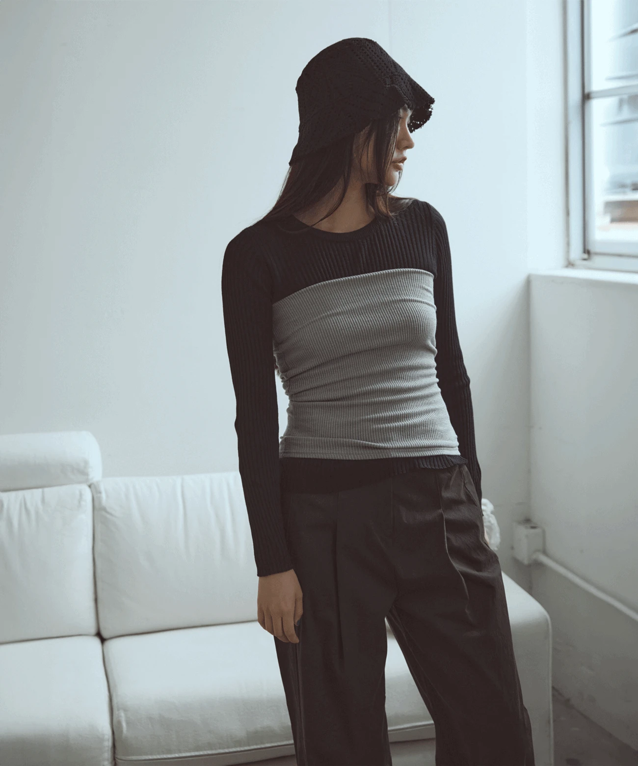 골지 니트 튜브 탑 - 3컬러