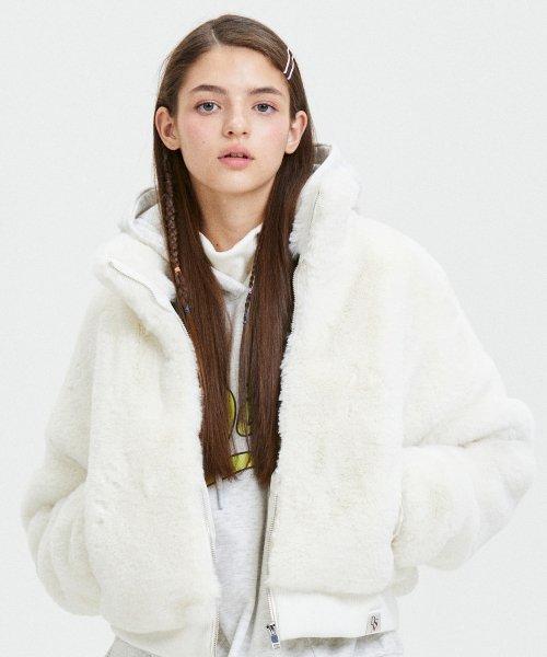 크롭 밍크 집업 IVORY (LN4JF810-003)