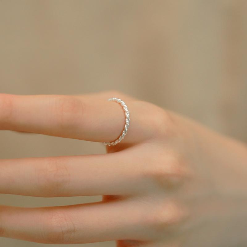 실버 트위스트 위아몬즈 오픈 반지