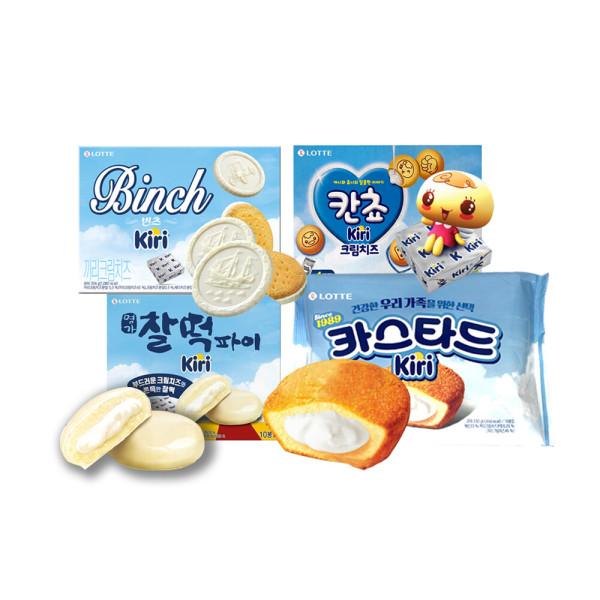 롯데제과 x 끼리크림치즈 콜라보 한정판 과자 4종 골라담기 카스타드 빈츠 칸쵸 찰떡파이