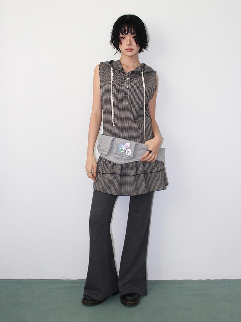 BREEZY CHECK HOOD DRESS (2color!)