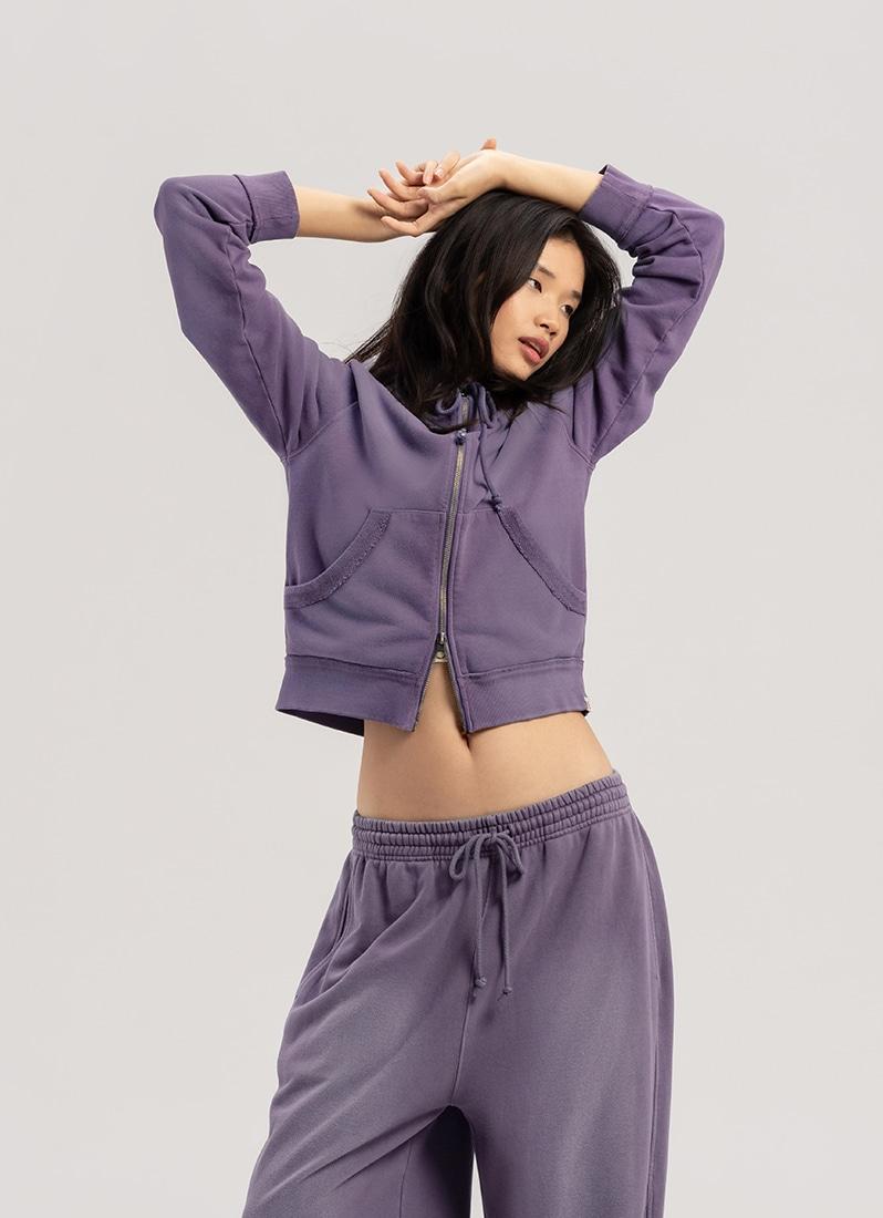 Fitted zip-up hoodie_dyed_Mulberry Purple
