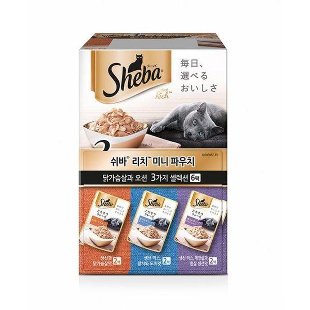 쉬바 리치 미니 파우치 35g 6개입 닭가슴살오션3가지 고양이간식