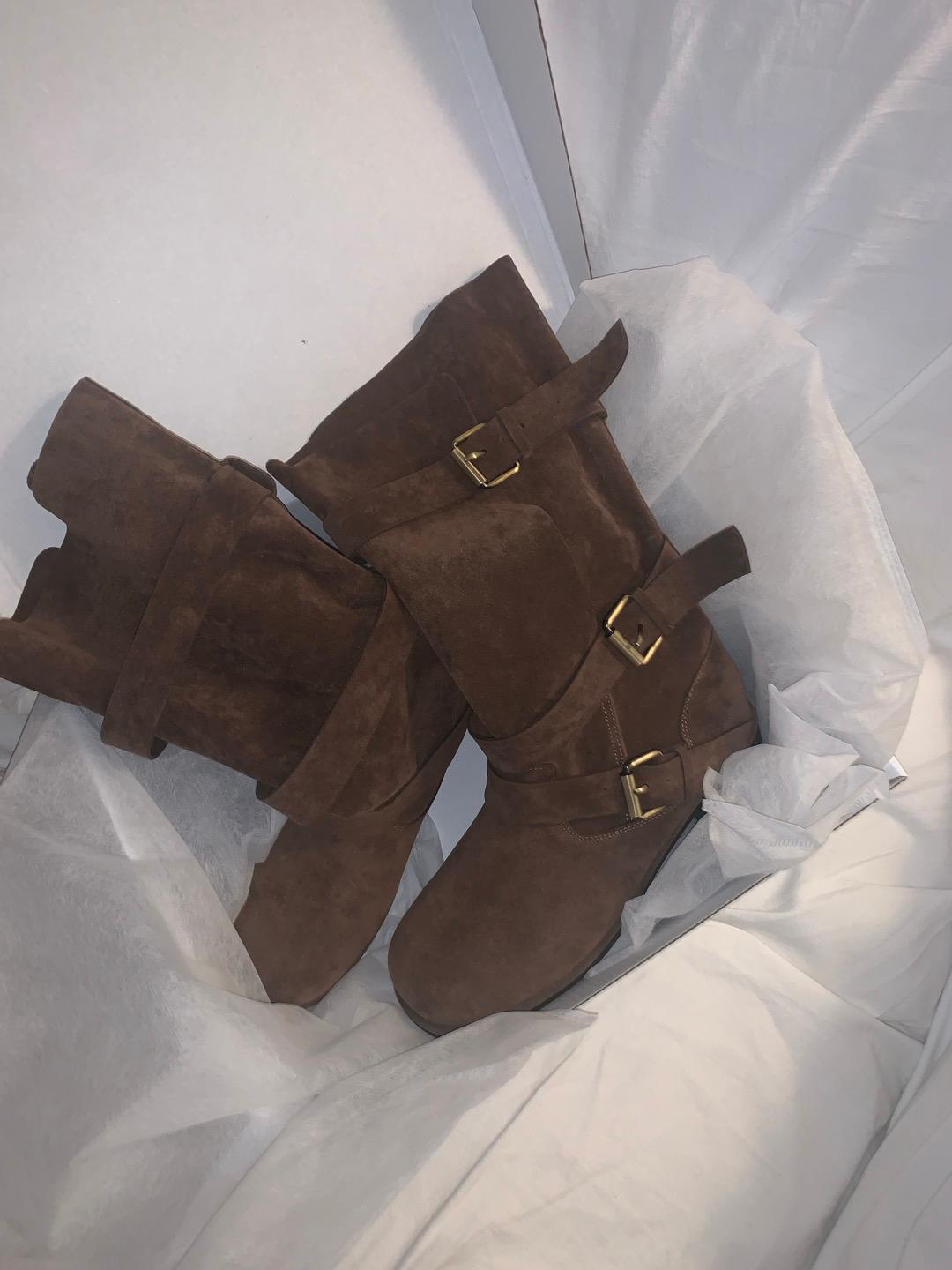 three-buckle suede boots (brwon)