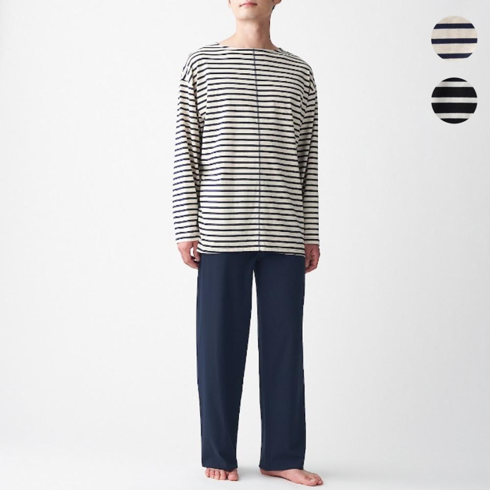 MUJI 무인양품 남성 사이드 심리스 저지 파자마 상하의세트 홈웨어 부드러운 면 잠옷