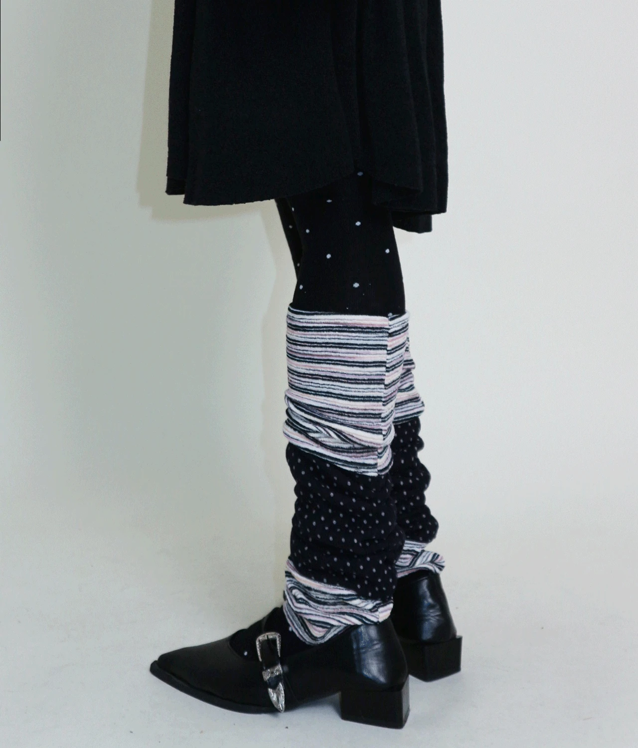 포키 도트 스트라이프 믹스  레그워머