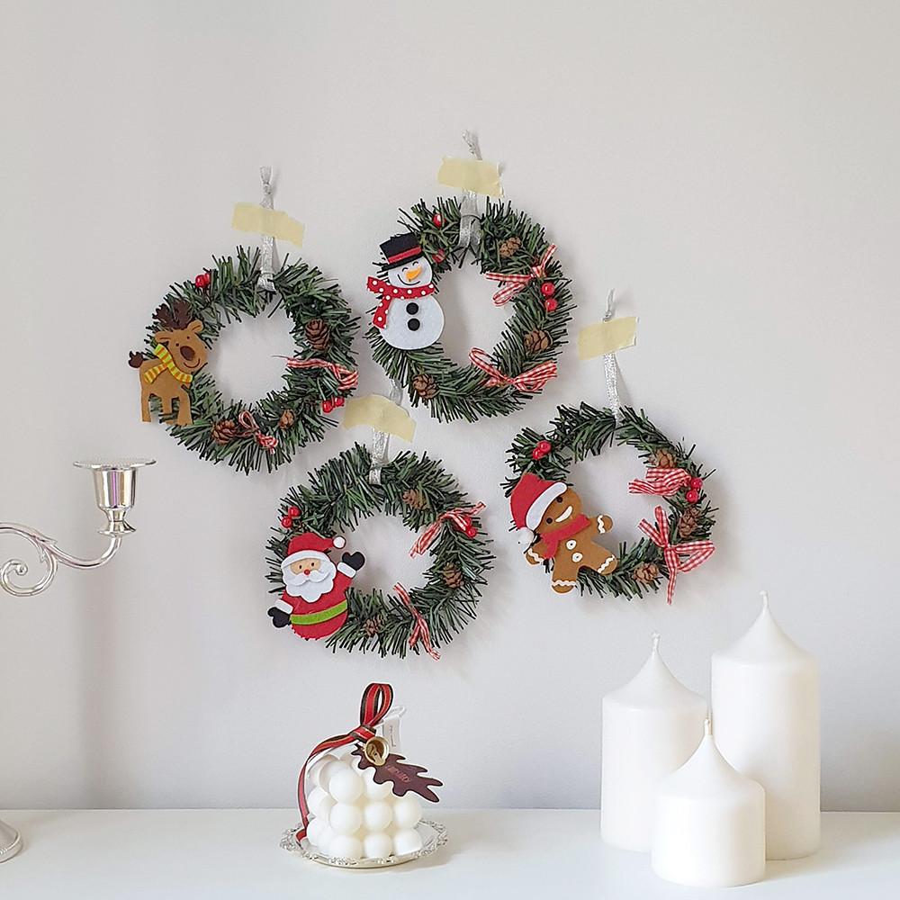 크리스마스 미니 리스 4types/ 성탄절 파티 테이블 소품 선물 장식 홈파티 데코 용품