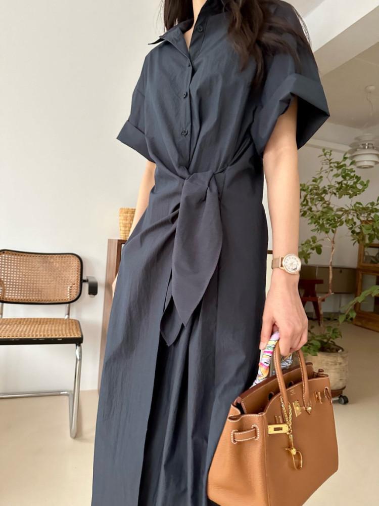 [전컬러당일]Kind 르매끈 리본 롱원피스