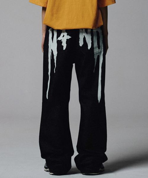 N4ND Drip Logo Denim Pants - Black