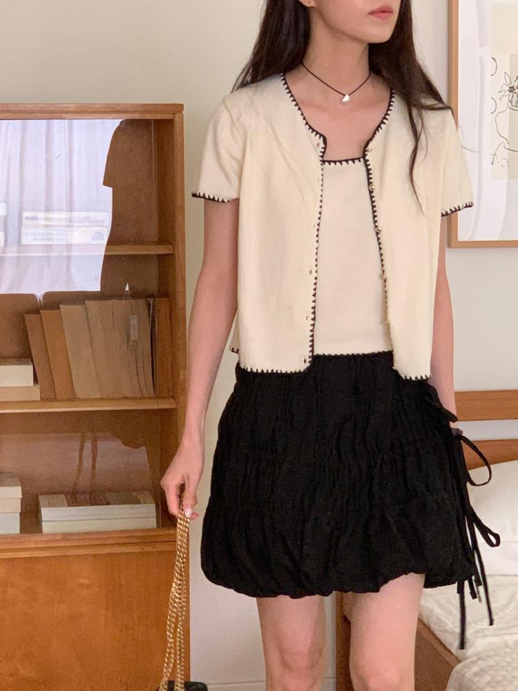 베이킹파우더 오트 반팔 가디건