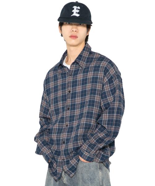 XTS042 라이트 체크 셔츠 (NAVY)