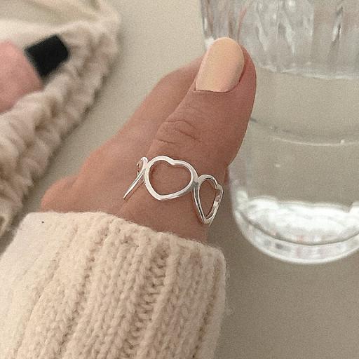92.5실버 - 하트 오픈 링반지