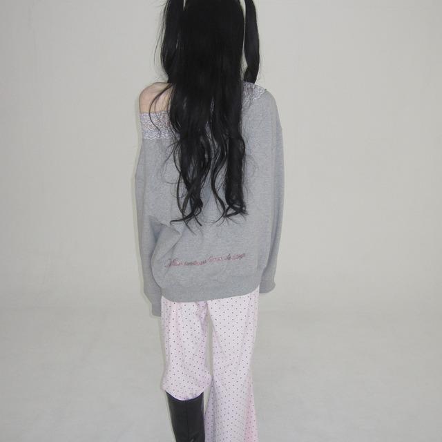 Dlys Off shoulder sweat shirts gray