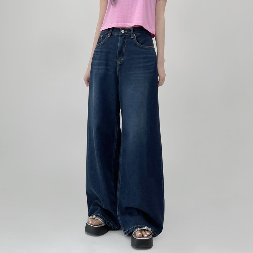 폴링 썸머 워싱 와이드 데님팬츠