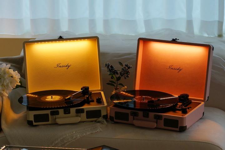 IBT-Retro Light 턴테이블 블루투스 스피커 조명 무드등 LP 플레이