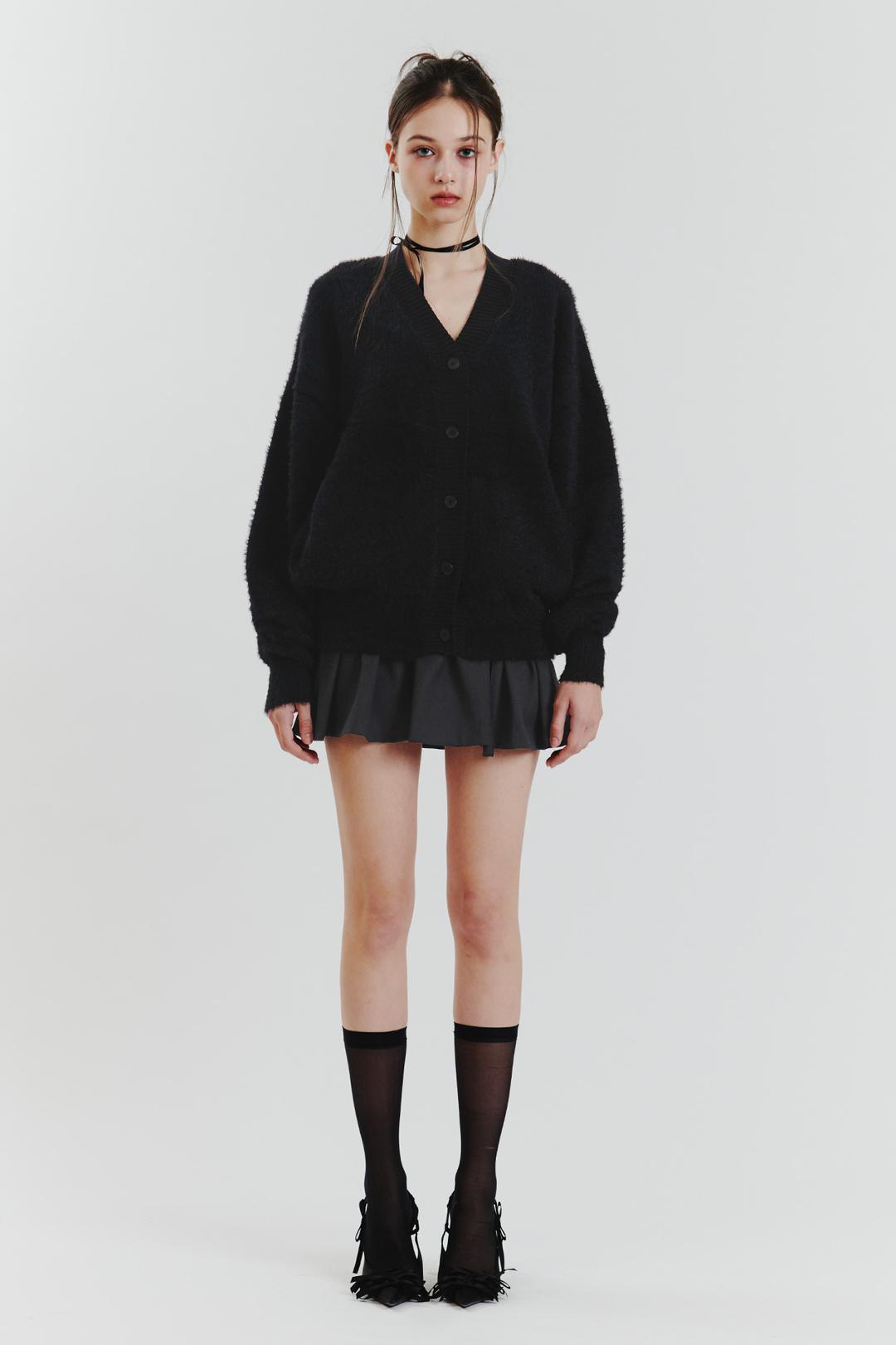 EVA FUR CARDIGAN black