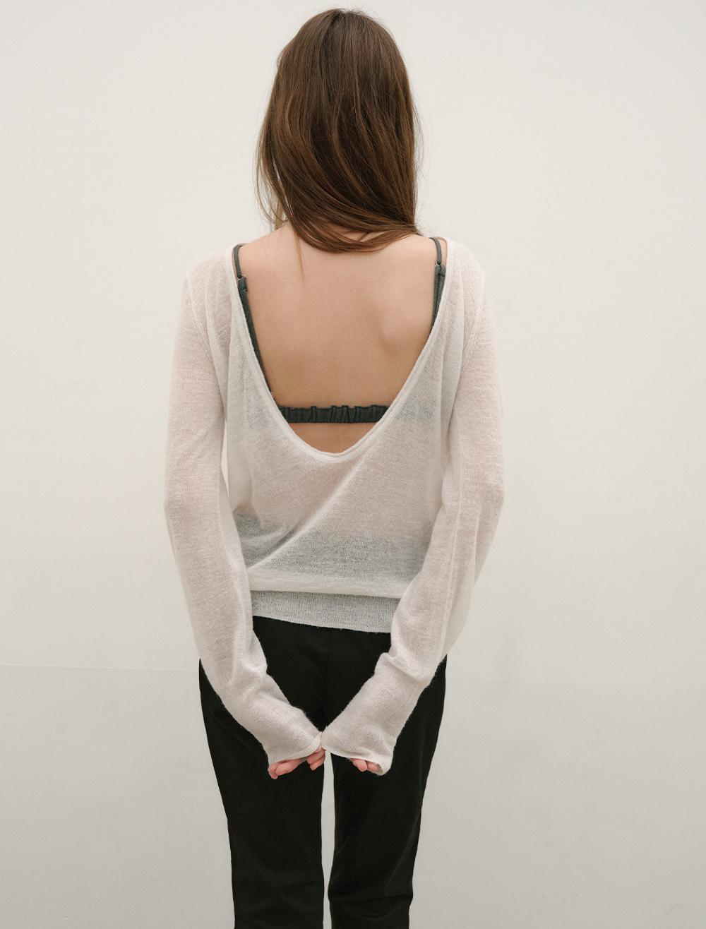 [1st REORDER]DEEP V-NECK ALPACA KNIT [WHITE]