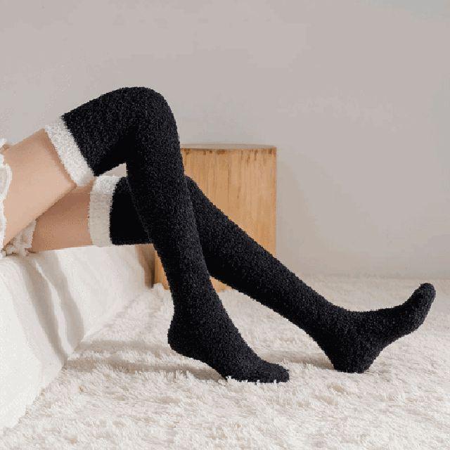 [1+1][당일 출고][9 color] 극세사 오버 니삭스 롱 수면 양말 2개 세트 임산부 보온 겨울 데일리 삭스