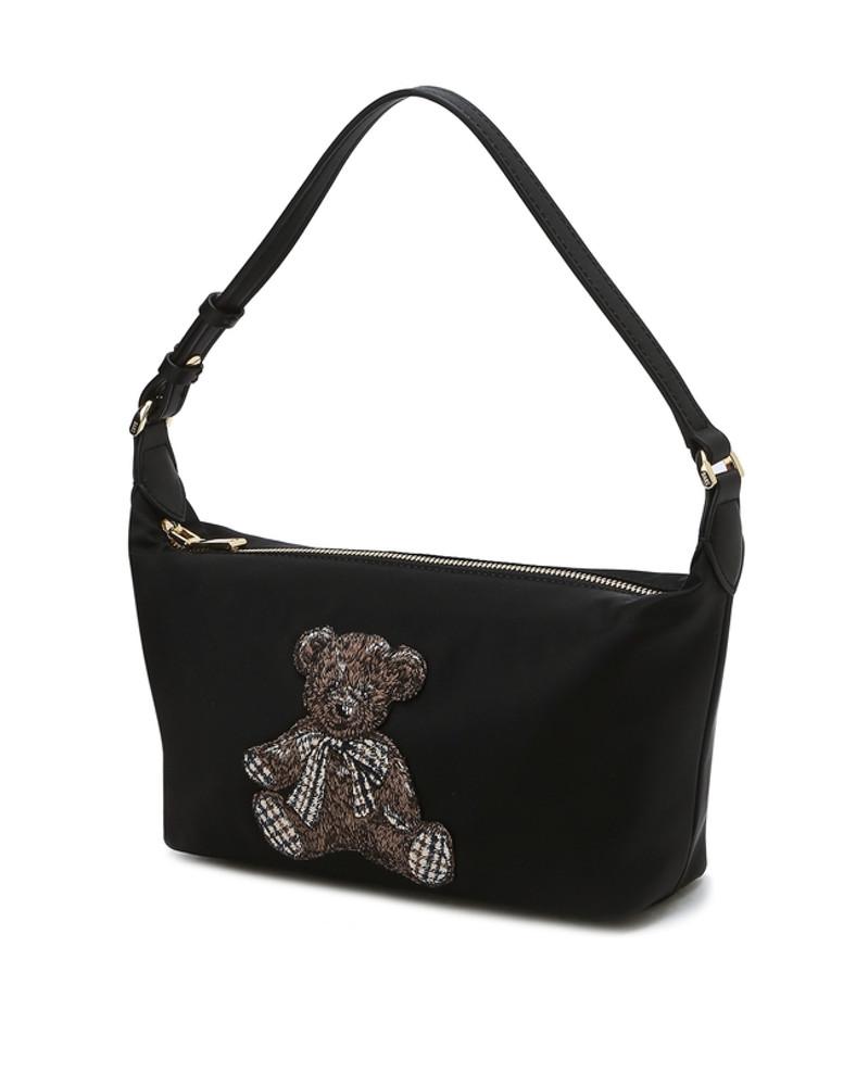 [N도착보장] 닥스 액세서리 [DAKS BEAR] 블랙 테디베어 자수 나일론 호보백 DCBA4E954BK