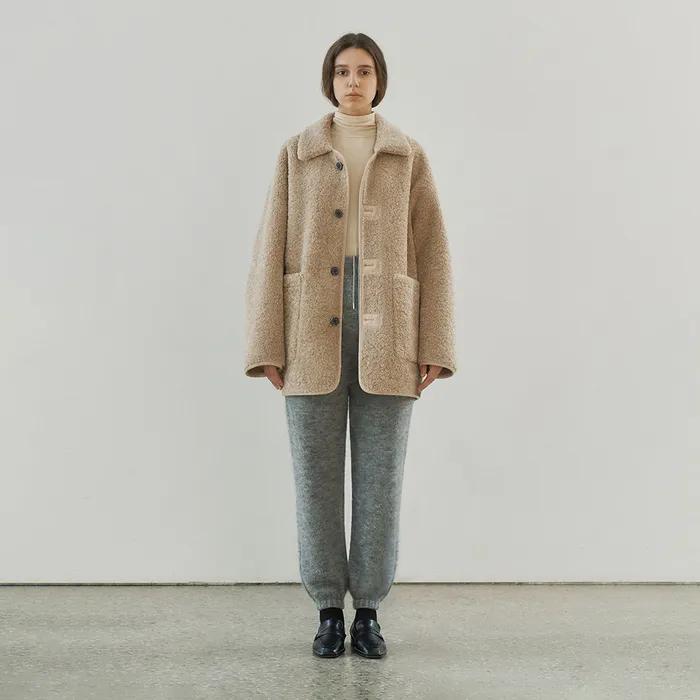 Reversible shearling jacket (beige)
