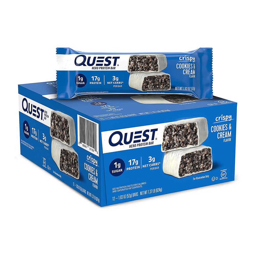 히어로 프로틴 바 크리스피 쿠키 & 크림, 12 개입