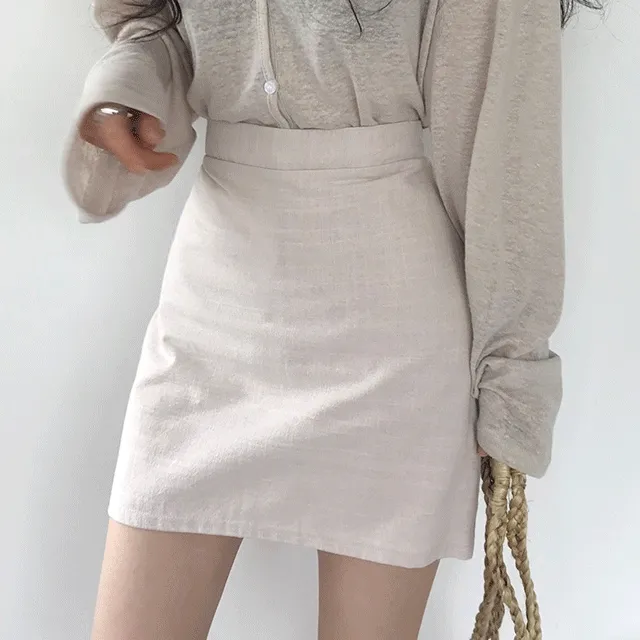 [가격실화?] 여름 필수 뒷밴딩 린넨 미니 스커트