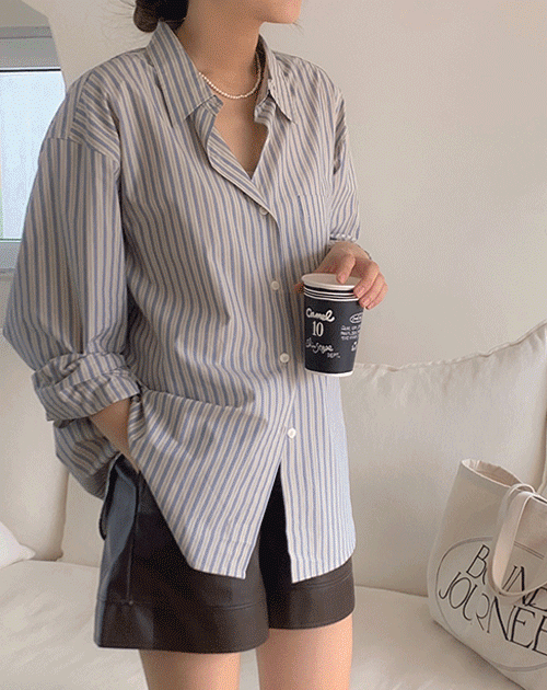 컴프렌치 [MD갠소] 센테시 스트라이프 프렌치무드 셔츠 (2color)