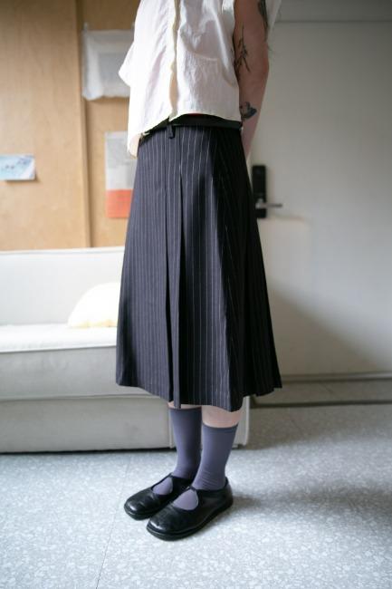 belt stripe midi skirt(2colors)