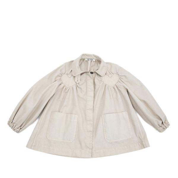 HEART GATHERED RAGLAN DENIM JACKET - WASHED CHALK DENIM