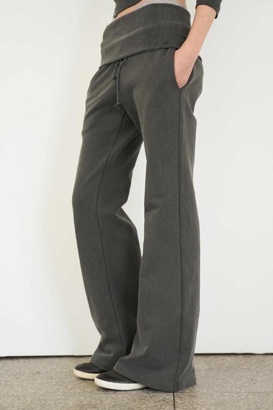 Rib Bootcut Sweat Pants in Charcoal