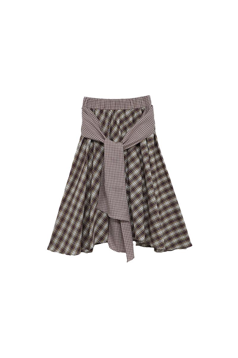 Check Tie Skirt (beige)